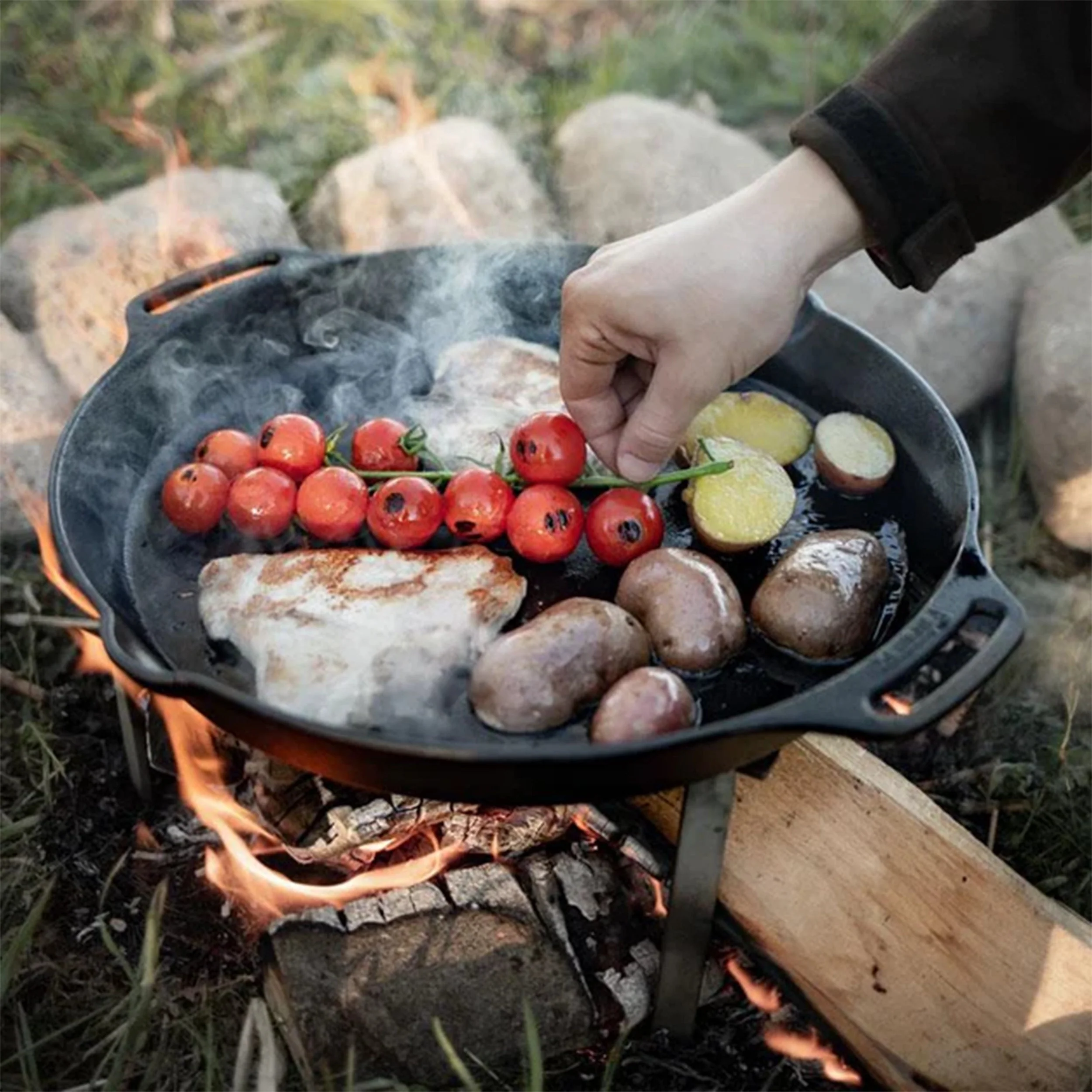 Grill Fire Skillet Pan with two handles - Image 2